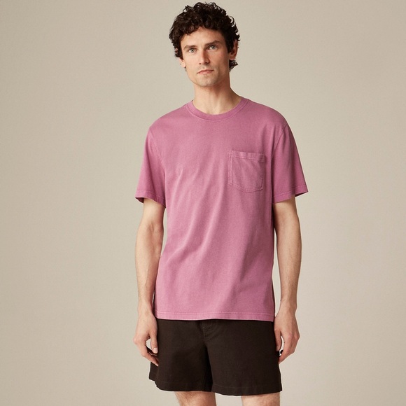 NWT Jcrew Men’s Garment-Dyed Oversized Pocket Tee Purple - dye flaw - Picture 1 of 7